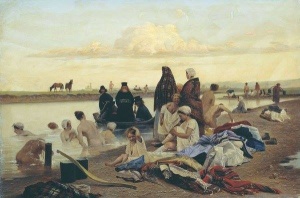Наиболее известная картина Л.Г. Соловьёва — жанровое полотно «Монахи. Не туда заехали», находящееся в Сумском художественном музее и в непрофессиональных источниках приписываемое Илье Репину под названием «Приплыли». Изображение размещено для иллюстрации